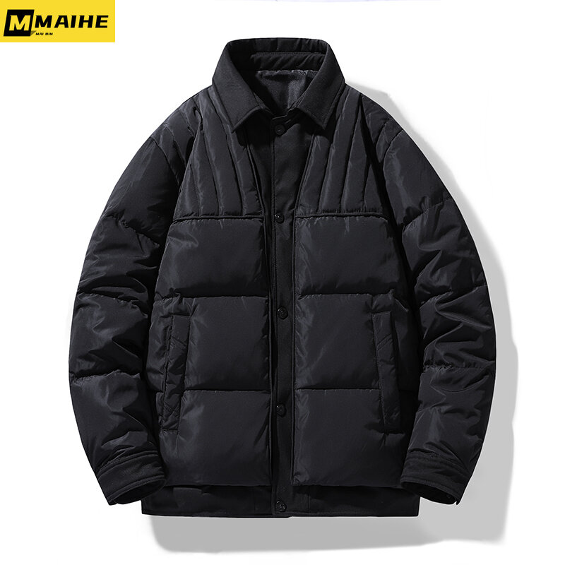 Autunno e inverno nuova giacca da uomo retro light light down jacket K-pop fashion oversize neutro caldo spesso piumino d'anatra bianco