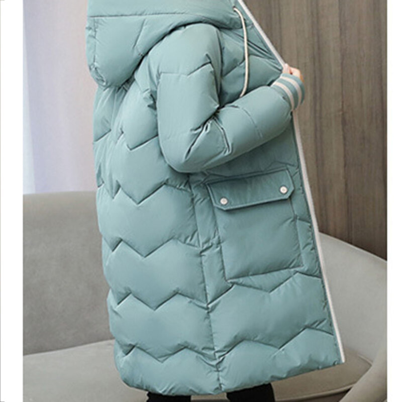 Женское зимнее Стеганое пальто с капюшоном, стеганая куртка с длинным рукавом и хлопковой подкладкой, зимнее пальто для холодной погоды, верхняя одежда