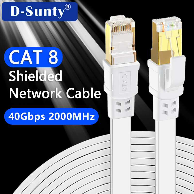 5M 10M 15M 20M 30M Ethernetkabel Cat 8 40Gbps 2000Mhz High Speed Rj45 Internet Netwerkkabel Afgeschermde Patchkabel Cat8 Lankoord