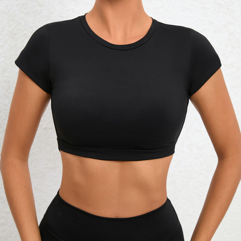 Hearuisavy Sports Shirts Breathable Workout Tops Fitness Sportswear Female Backless Yoga Clothing Sport Crop Tops Women Gym Top