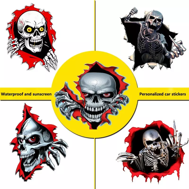 Car Sticker Creativity Metal Angry Skeleton Skull Accessories Decal Supplies Custom
