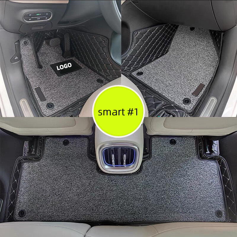 Tapis de sol de voiture en cuir personnalisé, couverture complète, coussinets de pied automatiques, housse de tapis automobile pour Smart Elf #1, Smart Elf #3