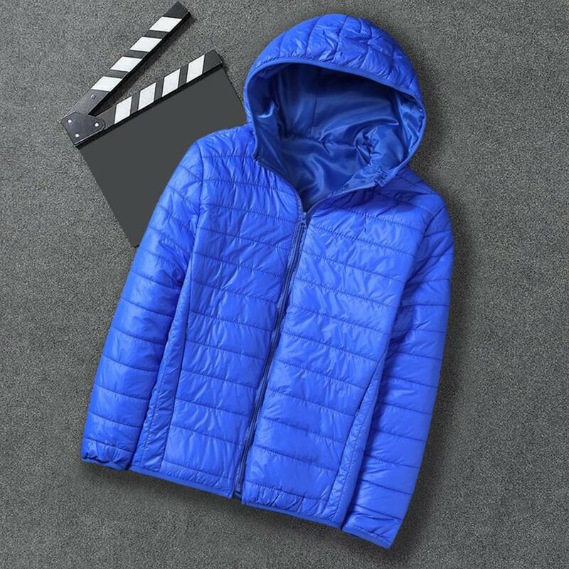 Abrigo de algodón con capucha para hombre, abrigo de invierno a prueba de viento con capucha, protección del cuello, bolsillos acolchados, cálido y suave