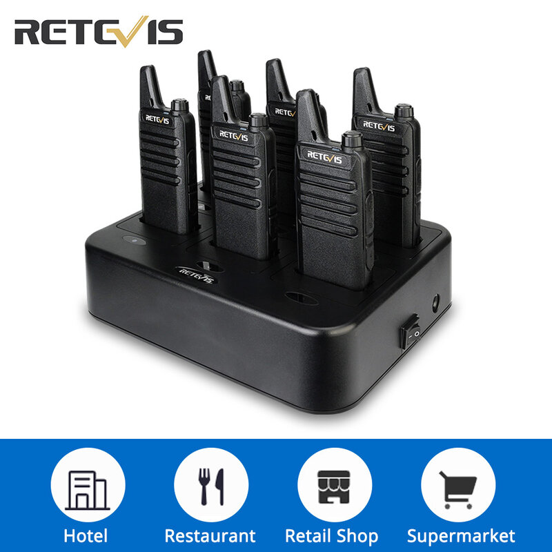 Retevis-walkie-talkie 6個,ミニpmr pmr446 frs,6ウェイ,マルチギャング,ホテル,レストラン用