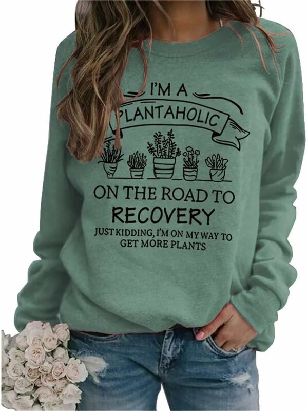 Women Plants Lover T Shirt I'm a Plantaholic on The Road to Recovery Shirt Gardening Graphic Tee Tops Sweet Gifts