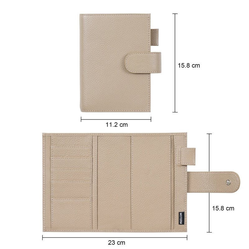 Moterm-cubierta de planificador Original para cuaderno de bolsillo Moleskine (3,5x5,5 "), organizador de cuaderno de piel de vaca de grano Guijarro, Agenda y diario