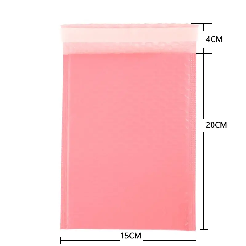 100 buah pengirim gelembung merah muda gelembung empuk surat pengiriman amplop poli untuk kemasan segel sendiri tas pengiriman bantalan gelembung