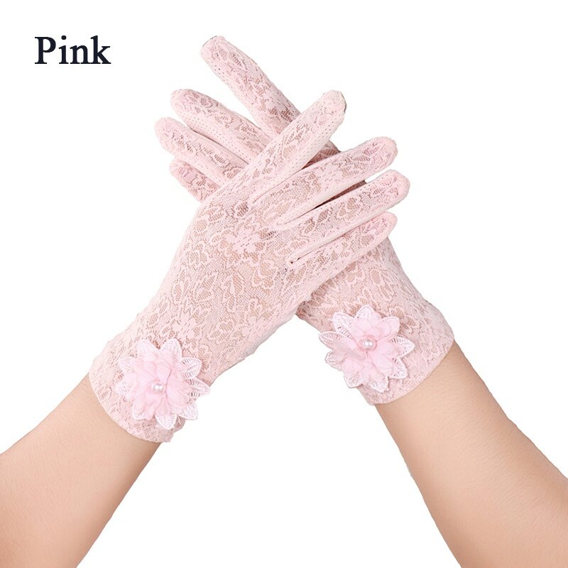 Rimiut koronka kwiatowe rękawiczki damskie oddychające ślubne lub jazdy Decor rękawiczki dla kobiet kobiece rękawiczki kelnerskie z ekranem dotykowym