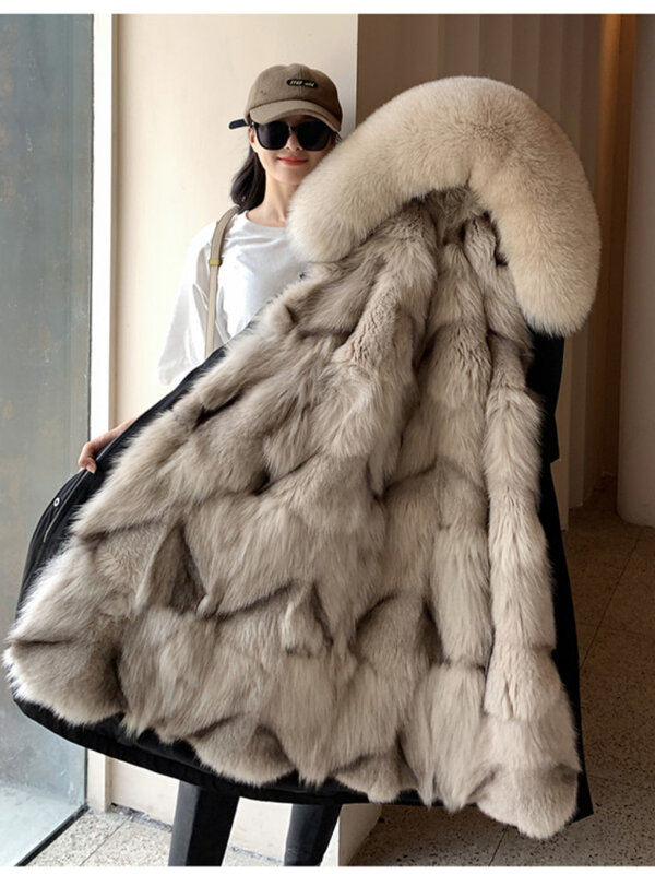 Autumn and Winter New Fox Fur Fur Liner Detachable Coat Haining Mid-Length Overknee Thickened