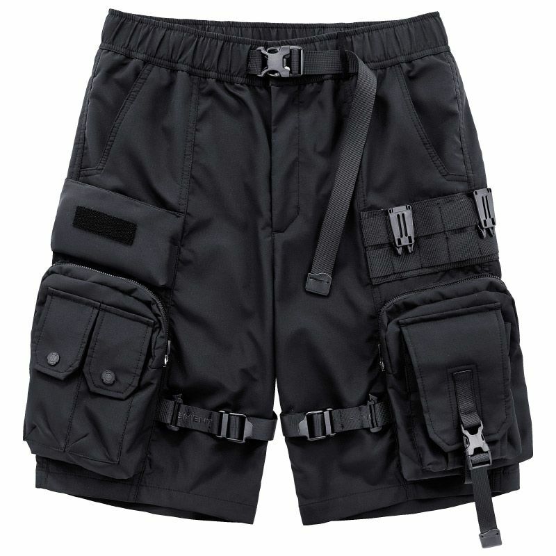 Pantalones cortos de hip hop para hombre, ropa de calle táctica militar, bolsillos y botones, estilo Harajuku, verano 2024