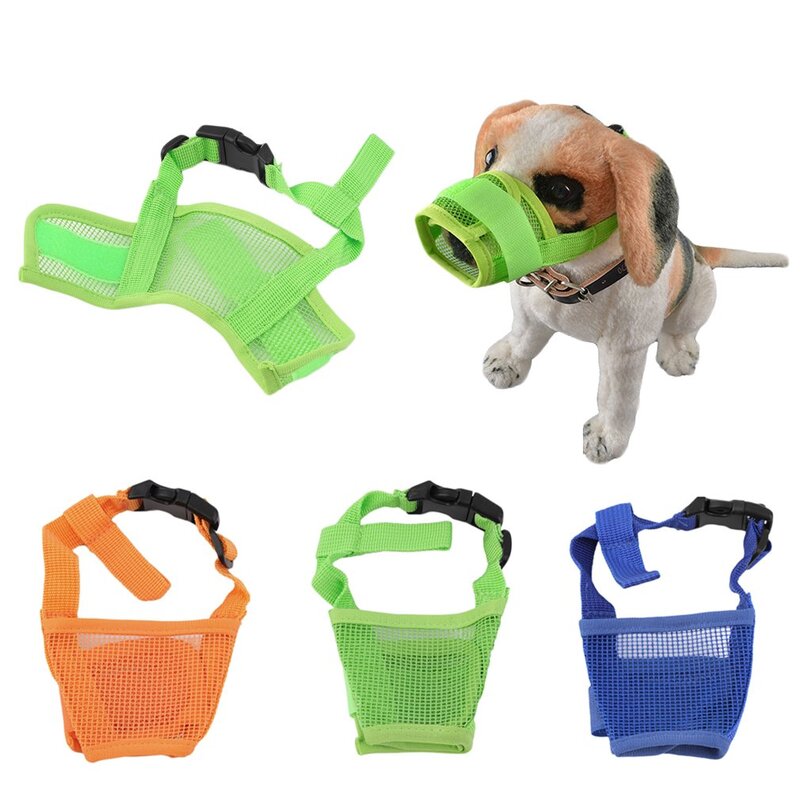 Máscara de malha anti-casca respirável ajustável para animais de estimação, dispositivo de segurança, nylon, cachorro e cachorro, pare de morder cães pequenos e grandes