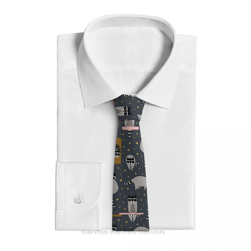 Cravates imprimées en 3D pour hommes, famille de raton laveur la nuit, chemise Hip-Hop Street Business, accessoires de fête de mariage