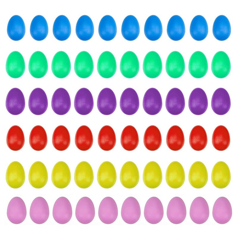 60 buah pengocok telur plastik marakas perkusi telur musik untuk mainan anak belajar musik lukisan DIY