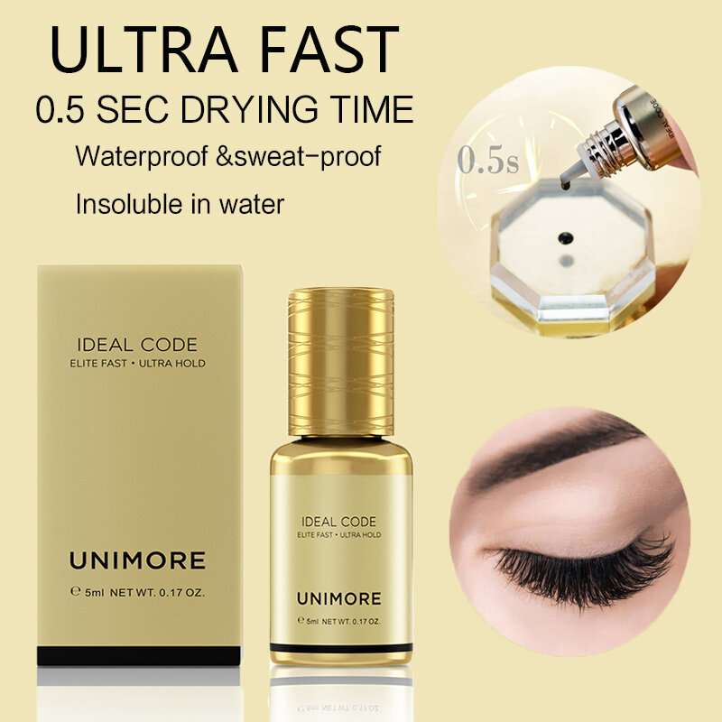 Unimore 0.5s Dry Adhesive Lash for Eyelash Extension Low Odor Lash Glue Professional Sensitive Glue Lash Extension Supplies