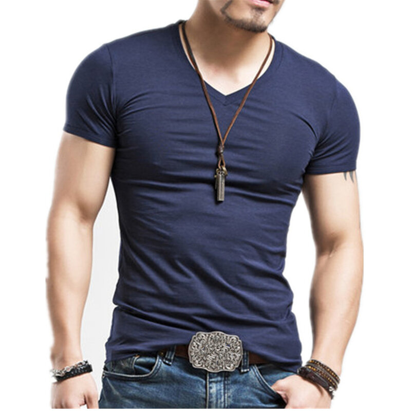 MRMT-Camiseta de Fitness para hombre, camisa con cuello en V, 10 colores, S-5XL, 2024