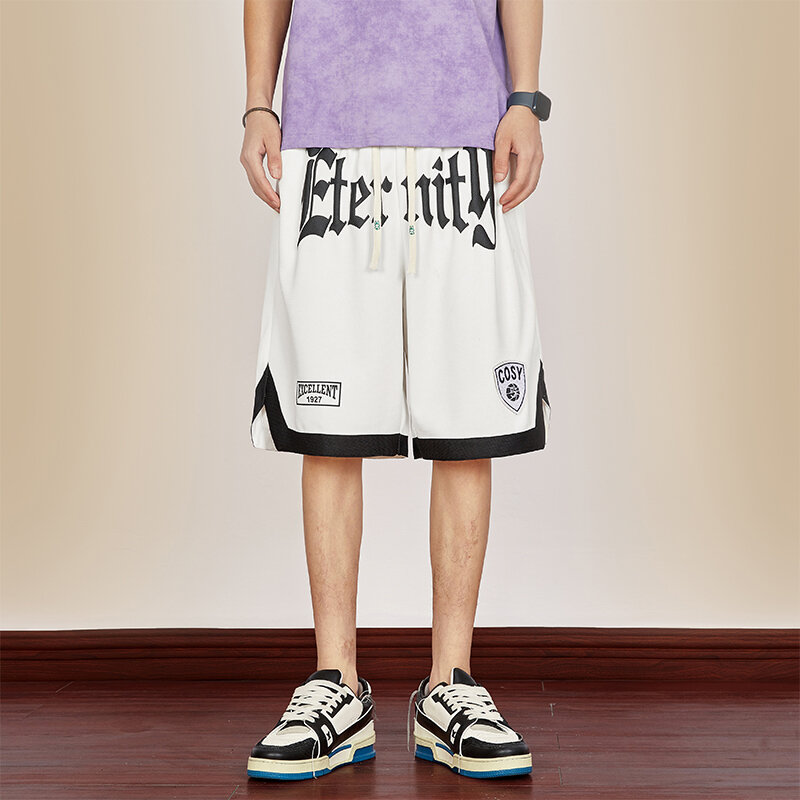 Summer Men's Letter Print Shorts y2k Casual Korean Fashion Loose Sweatpants Gym Basketball Short Pants Streetwear Bermuda shorts