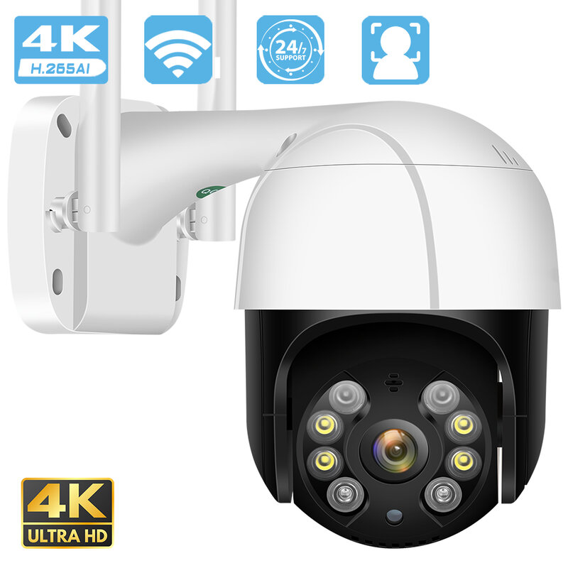 Caméra de surveillance PTZ IP WiFi HD 5MP/8MP/1080p, dispositif de sécurité étanche, avec suivi automatique et audio et détection humaine