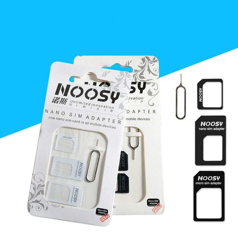 Adaptor Kartu Sim Nano 4 In 1 Noosy + Adaptor Kartu Sim Mikro + Adaptor Kartu SIM Standar untuk IPhone