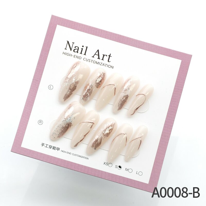 Medium Size Handmade Nail with Precious Gas Sticking Diamond Gradual Finished Nail Beauty Whitening and Detachable Wearing Nail