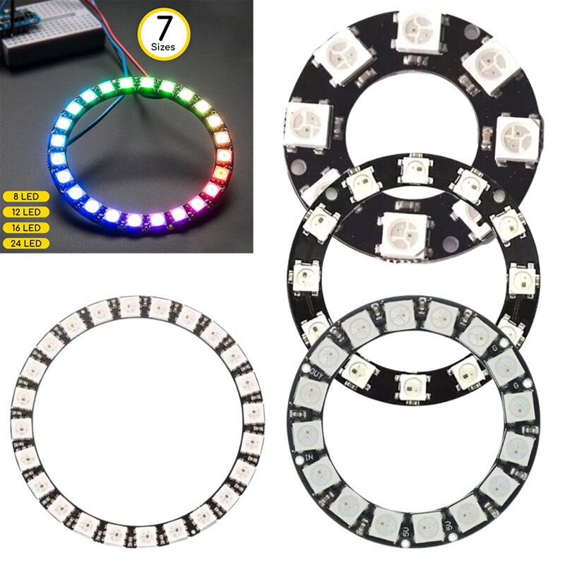 LED 링 드라이버 개발 보드 5050, 개별 주소 지정 가능 RGB LED 네오픽셀 링, ArduinoWS2812 용, 5V 내장, 신제품