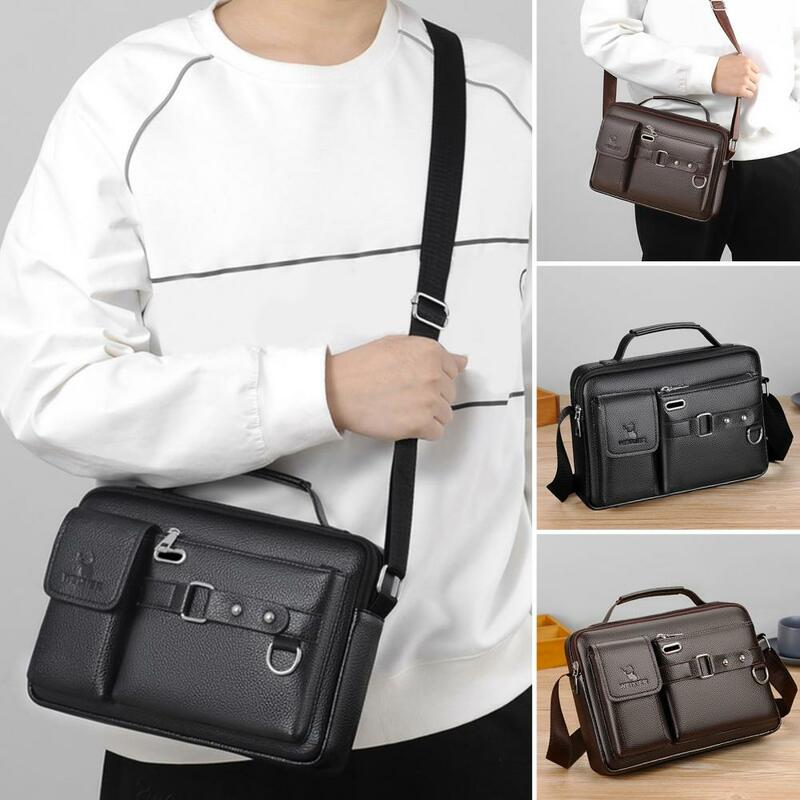 Conveniente bolsa de ombro para homens, bolsa mensageiro de negócios, impermeável, leve, alça confortável, multi bolsos, anti-roubo