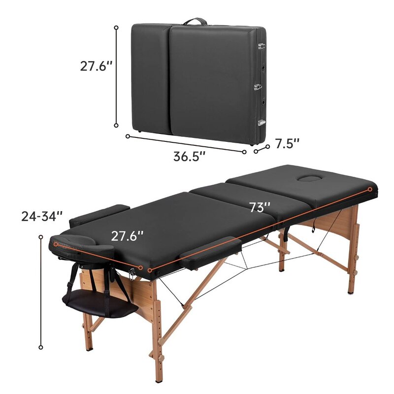 2024 New Portable Massage Table Spa Bed, Adjustable Height Salon Bed Portable Facial Table with Carrying Travel Case