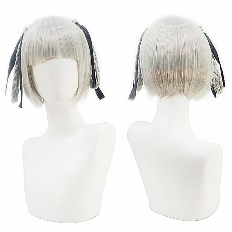 Twist braid student council headband silver white off-white cosplay anime headband Synthetic Wigs Pelucas Hair Daily Party Use