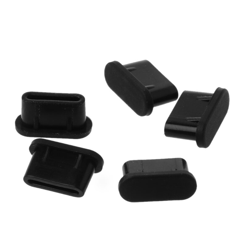 5 peças portátil silicone tipo-c poeira plug protege seus dispositivos para acessórios do telefone claro/preto transporte da