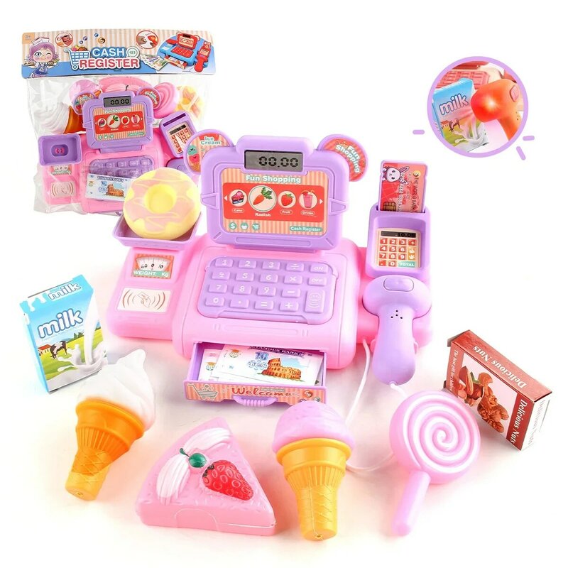 Кассовый аппарат для супермаркета, набор игрушек с подсветкой, звуковыми эффектами, для раннего развития