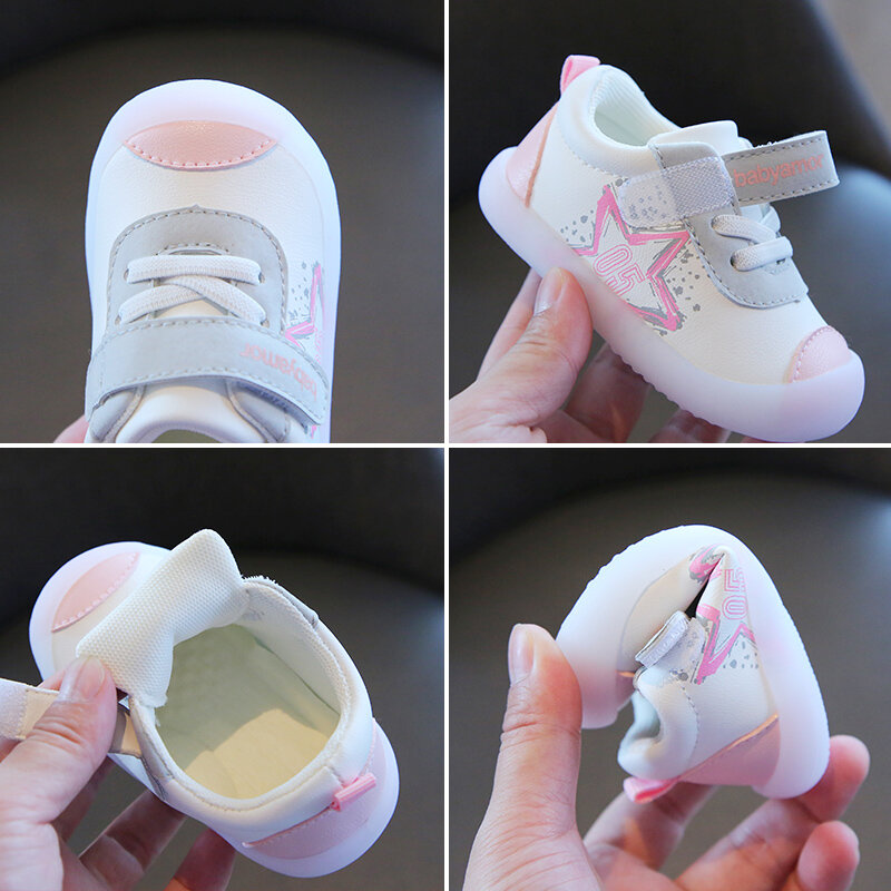 Zapatos impermeables con suela de goma antideslizante para bebé, niño y niña, zapatillas informales para interior y exterior, estrellas, primavera y otoño