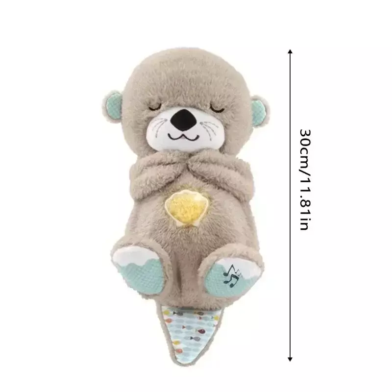 Cute Breathing Otter Soothing Plush Teddy Bear Sleep Doll Snuggle Buddy Gift  toys with light Rhythmic Dolls for baby newborn