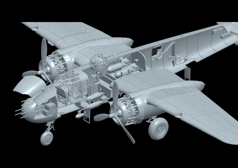 HK-modelo 01E036, B-25J a escala 1/32, Mitchell Strafing, Babes (modelo de plástico)