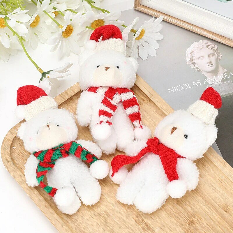 귀여운 크리스마스 모자 곰 봉제 키 체인 인형 가방 펜던트, 귀여운 봉제 곰 동물 펜던트, 어린이 크리스마스 선물 장난감, 20cm