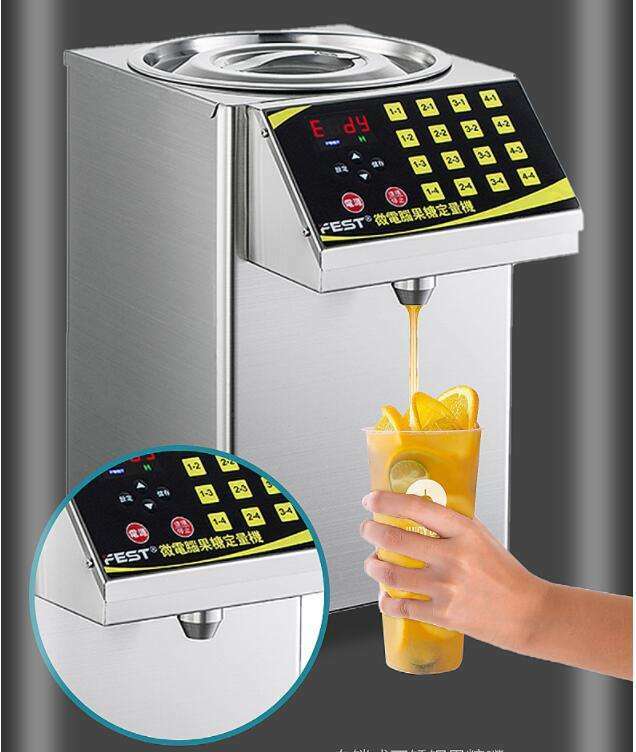 Máquinas cuantitativas automáticas de fructosa, 8L, 16 teclas, dispensadores de sirope, máquina dispensadora de fructosa, procesador de alimentos de tienda de té de burbujas