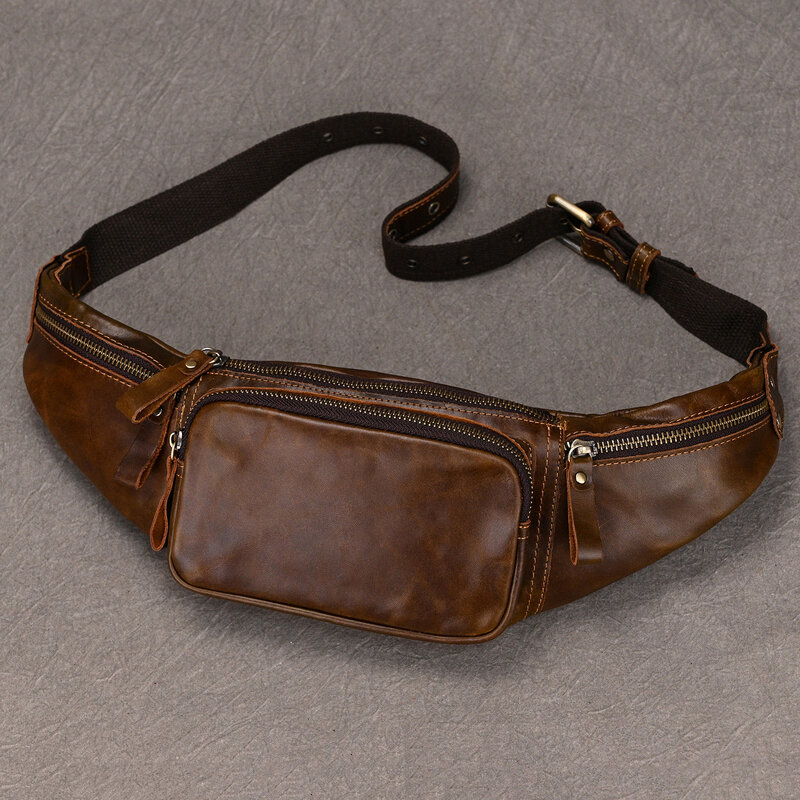 Поясная Сумка Crazy Horse мужская из воловьей кожи, миниатюрная забавная сумочка на ремне, дорожный кошелек для телефона