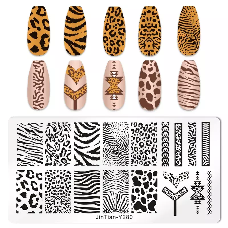 Tiger Zebra Leopard Print Nagel Stempel platten Tier Bild Druck Schablone Nagel Stempel Vorlagen Nail Art Tool Nägel Dekoration