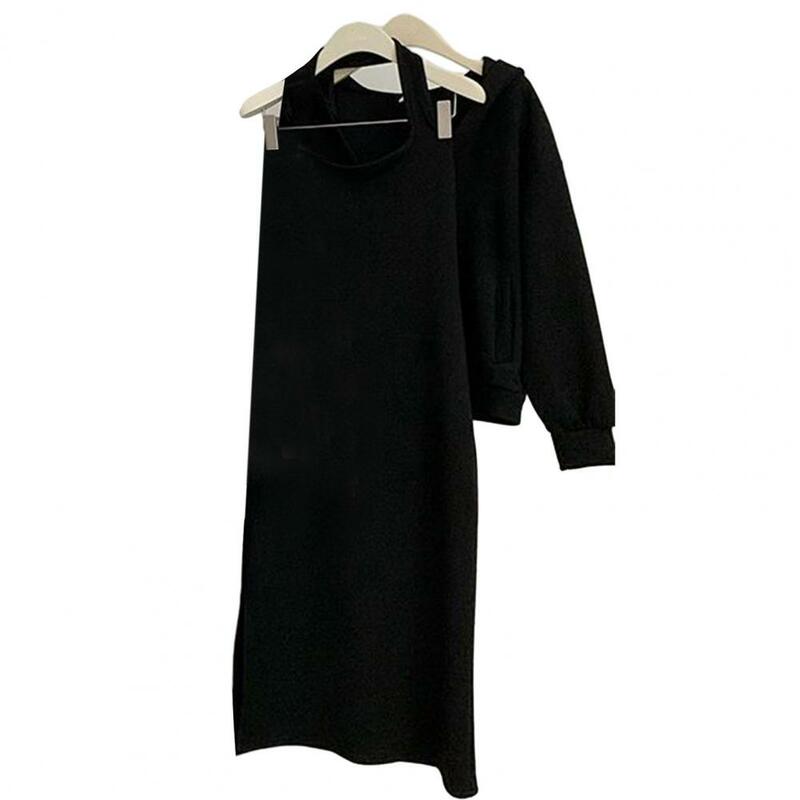 2023 Hoodie 2PCS set Dress Summer Dress Women Middle-aged Casual Beach Elegant Mother Print Winter Loose Dresses Set