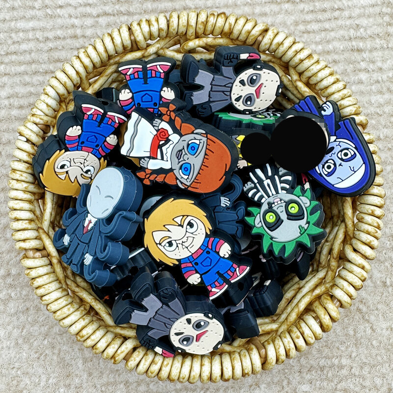 10 buah manik-manik silikon baru Halloween teror Focal Beads gelang bayi DIY pena tali manik-manik puting rantai perhiasan hadiah Aksesori