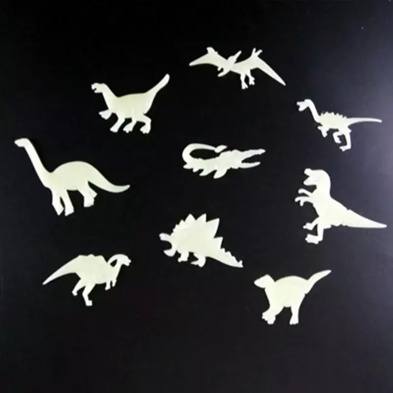 Pegatina luminosa de dinosaurios para niños, pegatinas fluorescentes, juguete que brilla en la oscuridad, gran oferta, 9 Uds.