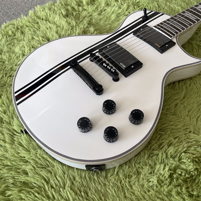 Spedizione gratuita in magazzino chitarra elettrica chitarra elettrica croce in ferro bianco Hardware nero chitarre con firma speciale Guitarra