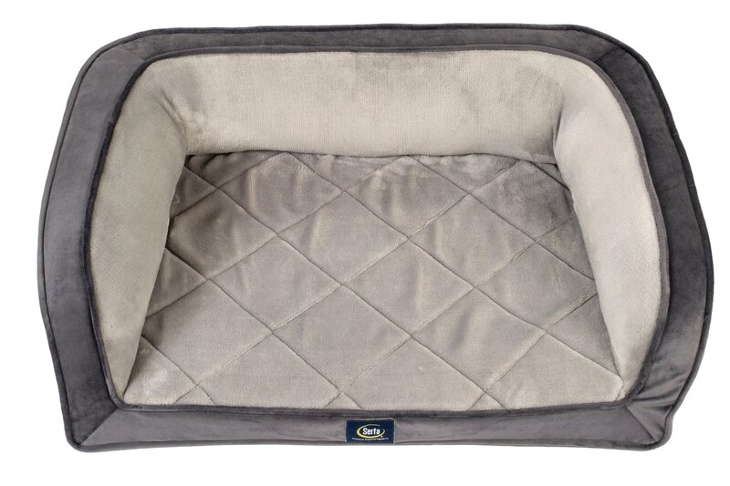 Gel Memory Foam Quilted Ortho Couch Dog Bed, Small, Grey