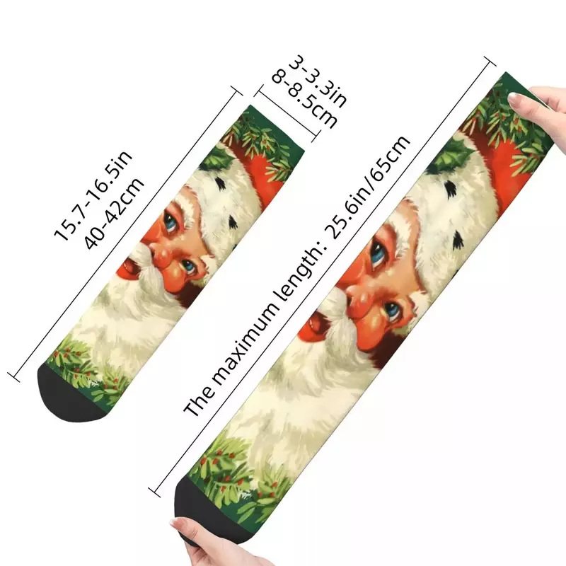 Funny Men's Socks Vintage Traditional Santa Claus Retro Harajuku Christmas Hip Hop Novelty Crew Crazy Sock Gift Pattern Printed