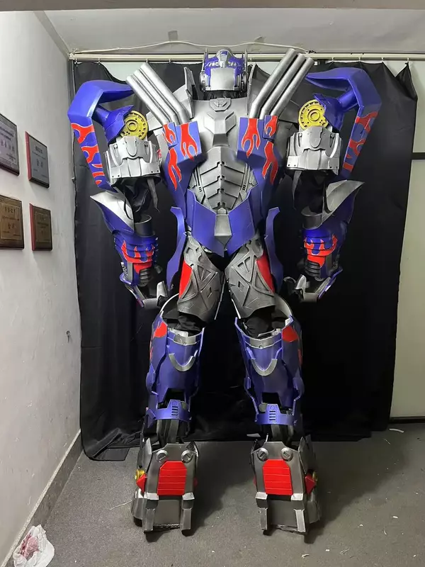Optimus prime bühnen roboter vestuário armadura, led roboter, deformável, versão humana, desempenho, vestuário armadura