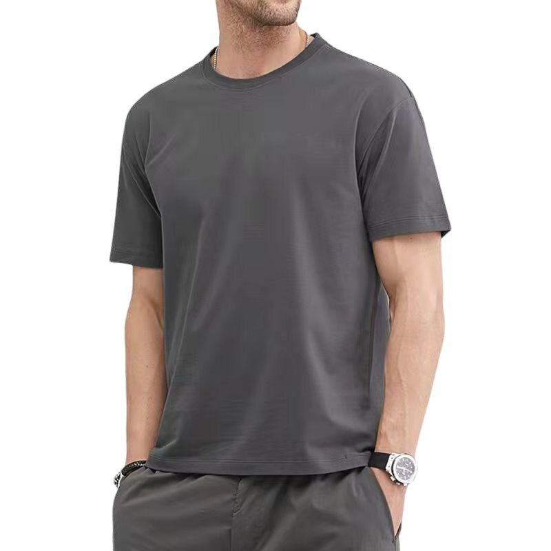 Camiseta de algodón para hombre, Tops de color sólido en blanco, cuello redondo, ropa de talla grande M a 5XL, Verano