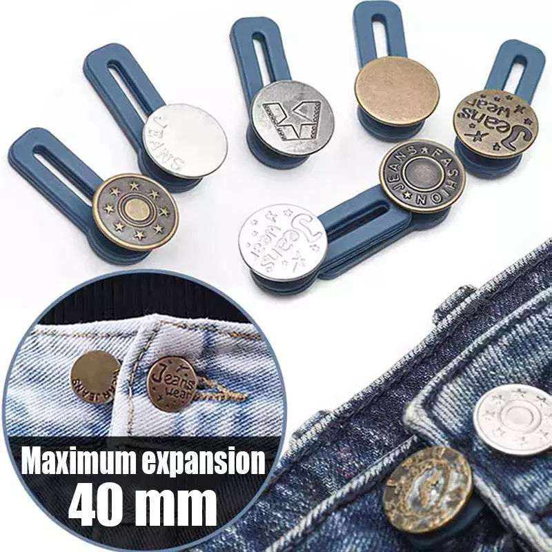Metal Waist Buttons Extender Nail-free Detachable Retractable Waistband Fastener Buckles DIY Accessories for Pants Jeans