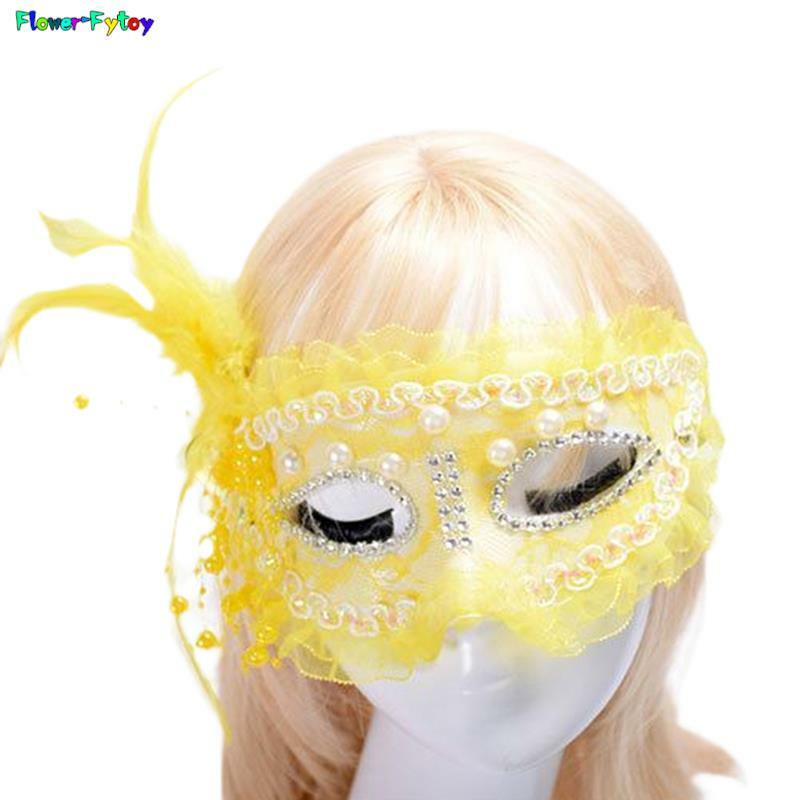 Кружевные маскарадные маски для Хэллоуина Aldult для выпускного вечера принцессы Искусственное перо модный сексуальный карнавал фестиваль костюм женский аксессуар