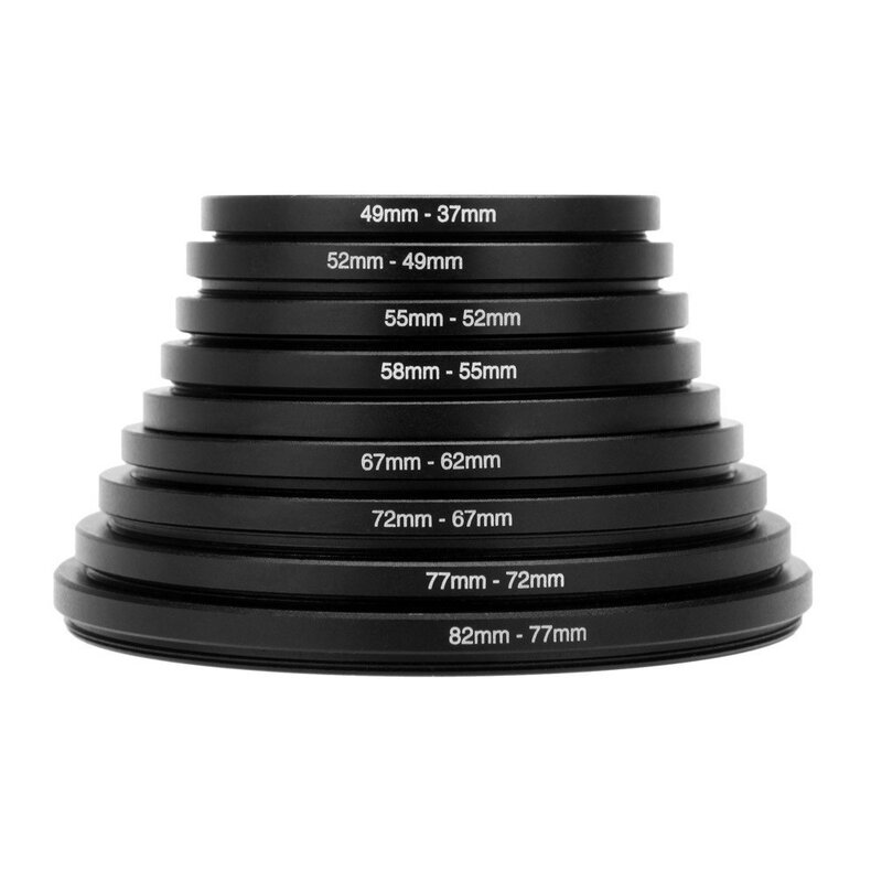 Set cincin adaptor langkah atas/bawah, Filter lensa kamera 37-82mm 82-37mm untuk semua kamera DSLR 9pcs/18pcs