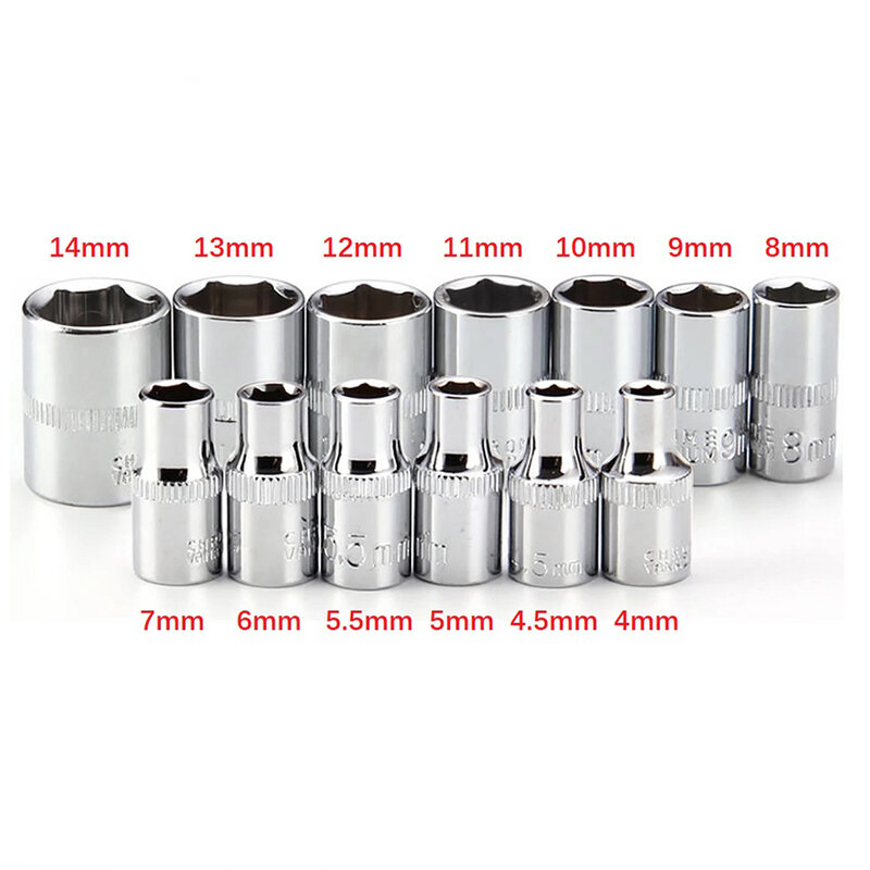 1pc 4-14mm 1/4in Head Hex Keys Socket Wrench Metric Double End Hexagons Sleeve Slotted Ratchet Driver Screwdriver Bits Sets Tool