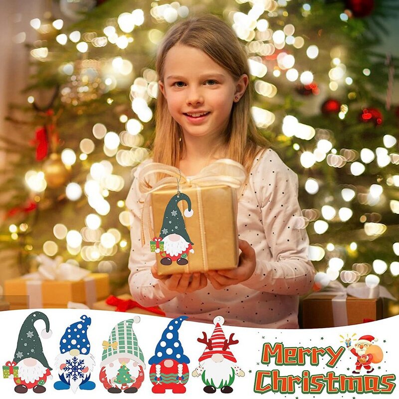Adornos colgantes de madera en blanco sin terminar, 50 piezas, Papá Noel, árbol de Navidad, decoración artesanal para el hogar