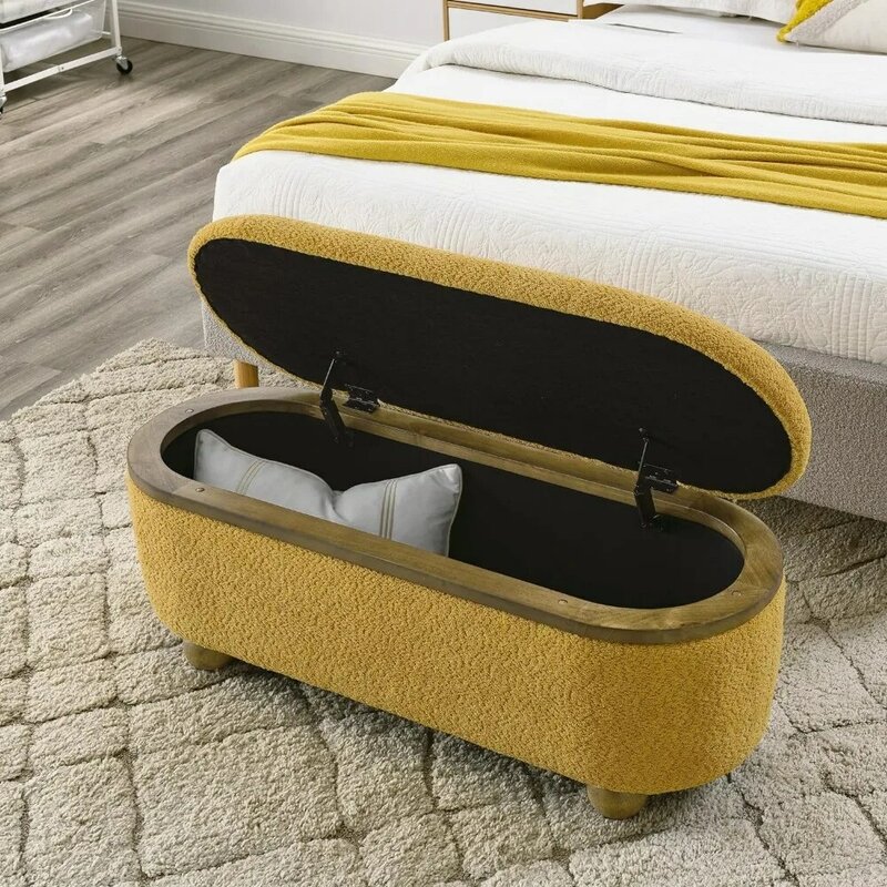 Pasillos para niños, silla y extremos de cama, taburete amarillo para salas de estar, adecuado para bancos de entrada, 43,31 "X 15,75" X 17,52"